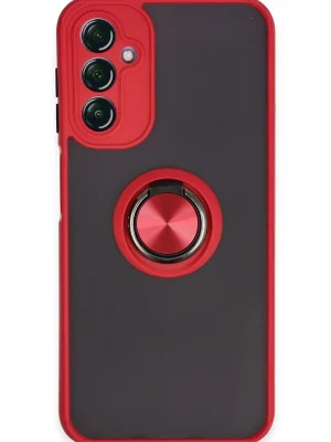 Newface Samsung Galaxy A14 4G Kılıf Montreal Yüzüklü Silikon Kapak - Kırmızı