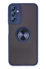 Newface Samsung Galaxy A14 4G Kılıf Montreal Yüzüklü Silikon Kapak - Lacivert