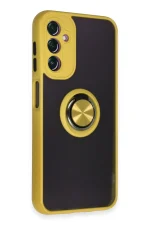 Newface Samsung Galaxy A14 4G Kılıf Montreal Yüzüklü Silikon Kapak - Sarı - Görsel 2