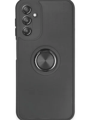 Newface Samsung Galaxy A14 4G Kılıf Montreal Yüzüklü Silikon Kapak - Siyah