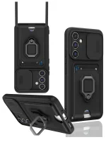 Newface Samsung Galaxy A14 4G Kılıf Zuma Kartvizitli Yüzüklü Silikon - Siyah