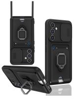 Newface Samsung Galaxy A14 4G Kılıf Zuma Kartvizitli Yüzüklü Silikon - Siyah