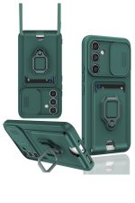 Newface Samsung Galaxy A14 4G Kılıf Zuma Kartvizitli Yüzüklü Silikon - Yeşil