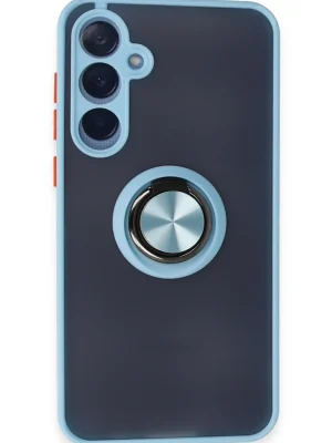 Newface Samsung Galaxy A15 4G Kılıf Montreal Yüzüklü Silikon Kapak - Buz Mavi