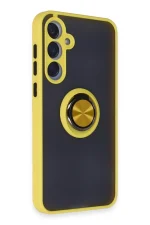 Newface Samsung Galaxy A15 4G Kılıf Montreal Yüzüklü Silikon Kapak - Sarı - Görsel 2