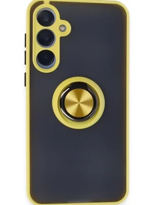 Newface Samsung Galaxy A15 4G Kılıf Montreal Yüzüklü Silikon Kapak - Sarı