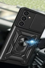 Newface Samsung Galaxy A15 4G Kılıf Pars Lens Yüzüklü Silikon - Gold - Görsel 2