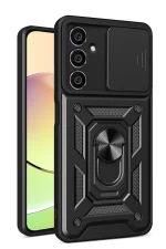 Newface Samsung Galaxy A15 4G Kılıf Pars Lens Yüzüklü Silikon - Siyah