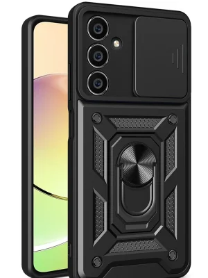 Newface Samsung Galaxy A15 4G Kılıf Pars Lens Yüzüklü Silikon - Siyah