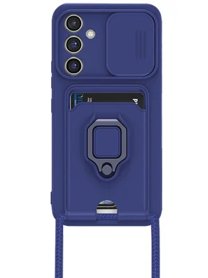 Newface Samsung Galaxy A15 4G Kılıf Zuma Kartvizitli Yüzüklü Silikon - Lacivert