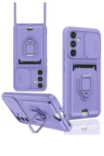 Newface Samsung Galaxy A15 4G Kılıf Zuma Kartvizitli Yüzüklü Silikon - Lila - Görsel 3