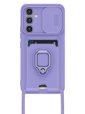 Newface Samsung Galaxy A15 4G Kılıf Zuma Kartvizitli Yüzüklü Silikon - Lila