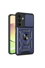 Newface Samsung Galaxy A16 5G Kılıf Pars Lens Yüzüklü Silikon - Lacivert