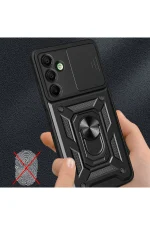 Newface Samsung Galaxy A16 5G Kılıf Pars Lens Yüzüklü Silikon - Siyah - Görsel 3