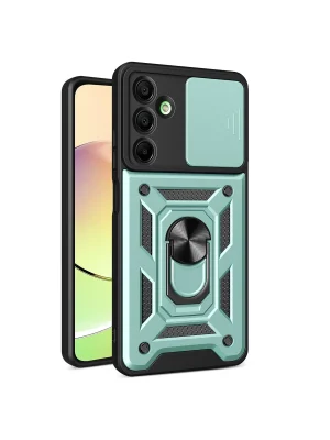 Newface Samsung Galaxy A16 5G Kılıf Pars Lens Yüzüklü Silikon - Yeşil