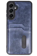 Newface Samsung Galaxy A16 5G Kılıf Sara Kartvizitli Deri Kılıf - Lacivert