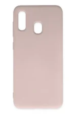 Newface Samsung Galaxy A20 Kılıf Nano içi Kadife Silikon - Pudra