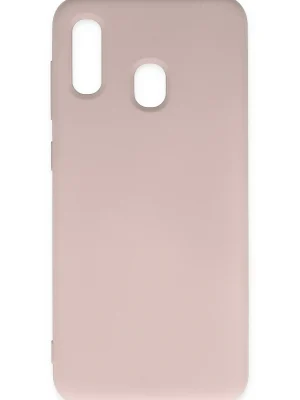 Newface Samsung Galaxy A20 Kılıf Nano içi Kadife Silikon - Pudra