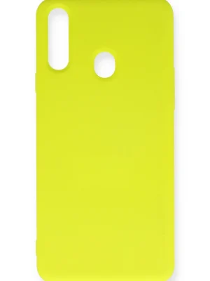Newface Samsung Galaxy A20S Kılıf Nano içi Kadife Silikon - Sarı