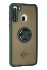 Newface Samsung Galaxy A21 Kılıf Montreal Yüzüklü Silikon Kapak - Yeşil - Görsel 2