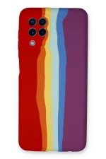 Newface Samsung Galaxy A22 Kılıf Ebruli Lansman Silikon - Kırmızı-Mor