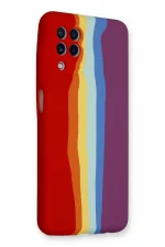 Newface Samsung Galaxy A22 Kılıf Ebruli Lansman Silikon - Kırmızı-Mor - Görsel 3