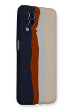 Newface Samsung Galaxy A22 Kılıf Ebruli Lansman Silikon - Lacivert-Krem - Görsel 3