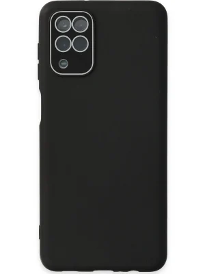 Newface Samsung Galaxy A22 Kılıf Lansman Glass Kapak - Siyah