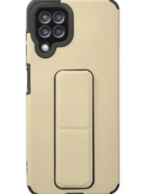 Newface Samsung Galaxy A22 Kılıf Mega Standlı Silikon - Gold