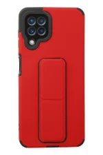 Newface Samsung Galaxy A22 Kılıf Mega Standlı Silikon - Kırmızı