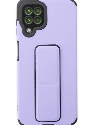 Newface Samsung Galaxy A22 Kılıf Mega Standlı Silikon - Lila