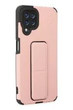 Newface Samsung Galaxy A22 Kılıf Mega Standlı Silikon - Pudra - Görsel 2