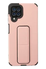 Newface Samsung Galaxy A22 Kılıf Mega Standlı Silikon - Pudra