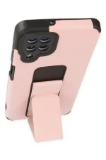 Newface Samsung Galaxy A22 Kılıf Mega Standlı Silikon - Pudra - Görsel 3