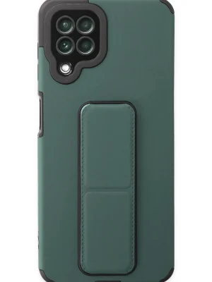 Newface Samsung Galaxy A22 Kılıf Mega Standlı Silikon - Yeşil