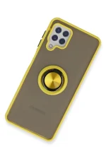 Newface Samsung Galaxy A22 Kılıf Montreal Yüzüklü Silikon Kapak - Sarı - Görsel 2