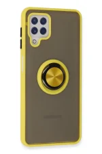 Newface Samsung Galaxy A22 Kılıf Montreal Yüzüklü Silikon Kapak - Sarı - Görsel 3