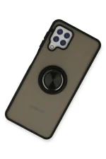 Newface Samsung Galaxy A22 Kılıf Montreal Yüzüklü Silikon Kapak - Siyah - Görsel 2