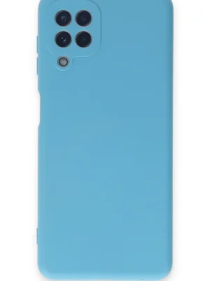 Newface Samsung Galaxy A22 Kılıf Nano içi Kadife Silikon - Mavi