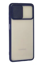 Newface Samsung Galaxy A22 Kılıf Palm Buzlu Kamera Sürgülü Silikon - Lacivert - Görsel 3