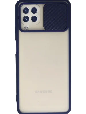 Newface Samsung Galaxy A22 Kılıf Palm Buzlu Kamera Sürgülü Silikon - Lacivert