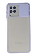 Newface Samsung Galaxy A22 Kılıf Palm Buzlu Kamera Sürgülü Silikon - Lila