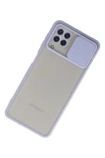 Newface Samsung Galaxy A22 Kılıf Palm Buzlu Kamera Sürgülü Silikon - Lila - Görsel 3