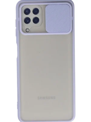 Newface Samsung Galaxy A22 Kılıf Palm Buzlu Kamera Sürgülü Silikon - Lila