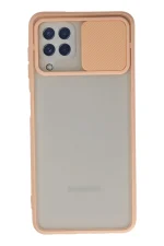 Newface Samsung Galaxy A22 Kılıf Palm Buzlu Kamera Sürgülü Silikon - Pembe