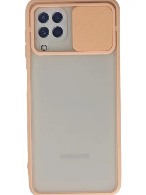 Newface Samsung Galaxy A22 Kılıf Palm Buzlu Kamera Sürgülü Silikon - Pembe
