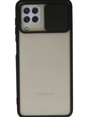 Newface Samsung Galaxy A22 Kılıf Palm Buzlu Kamera Sürgülü Silikon - Siyah
