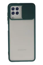 Newface Samsung Galaxy A22 Kılıf Palm Buzlu Kamera Sürgülü Silikon - Yeşil