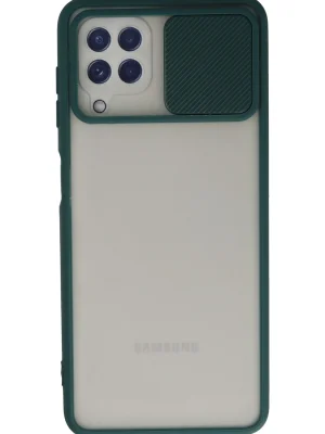 Newface Samsung Galaxy A22 Kılıf Palm Buzlu Kamera Sürgülü Silikon - Yeşil