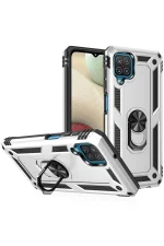 Newface Samsung Galaxy A22 Kılıf Sofya Yüzüklü Silikon Kapak - Gümüş - Görsel 2